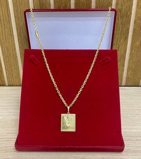 CORRENTE ELO CADEADO QUINA 4MM + PINGENTE BRINDE + PULSEIRA BRINDE