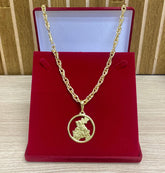 CORRENTE ELO TRANÇADO 8MM + PINGENTE BRINDE + PULSEIRA BRINDE