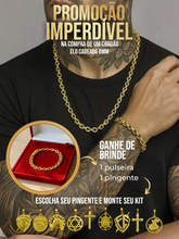 CORRENTE ELO CADEADO 6MM + PULSEIRA BRINDE + PINGENTE BRINDE