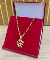 CORRENTE ELO CADEADO BOLEADO 4MM + PINGENTE CRF PEQUENO CRAV