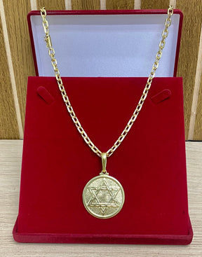 KIT CORRENTE ELO CADEADO QUINA 8MM + PINGENTE+ PULSEIRA BRINDE