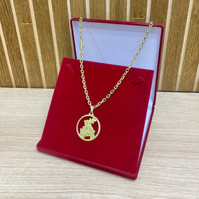 CORRENTE ELO CADEADO QUINA 6MM + PINGENTE BRINDE + PULSEIRA DE BRINDE