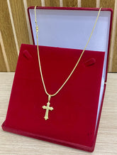 CORRENTE ELO ESCAMA TRANÇADO 3MM + PINGENTE CRUZ 4 PONTA