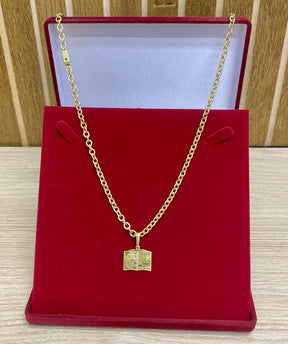 CORRENTE ELO CADEADO BOLEADO 4MM + PINGENTE BRINDE + PULSEIRA BRINDE