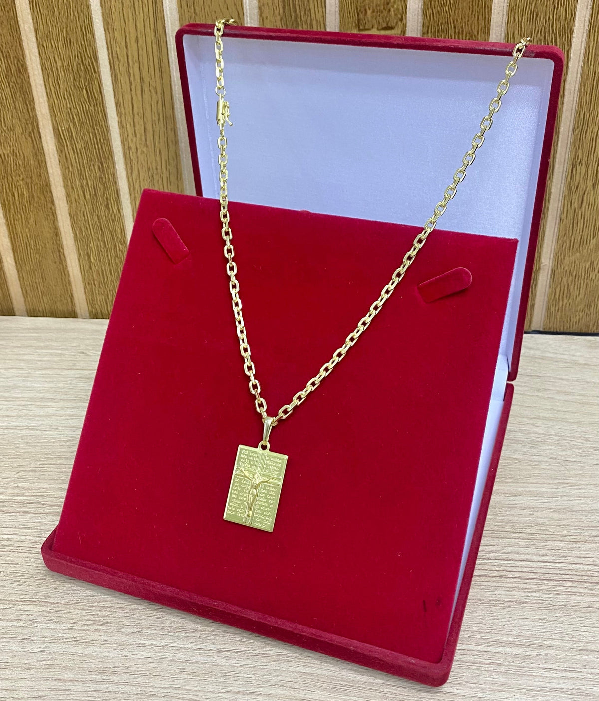 CORRENTE CADEADO 5MM + PINGENTE PLACA JESUS COM ORAÇÃO