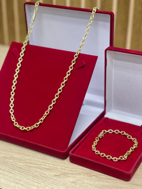 CORRENTE ELO CADEADO 6MM + PULSEIRA BRINDE + PINGENTE BRINDE