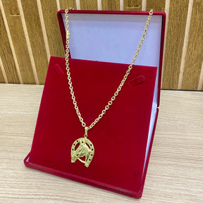 CORRENTE ELO CADEADO QUINA 6MM + PINGENTE BRINDE + PULSEIRA DE BRINDE