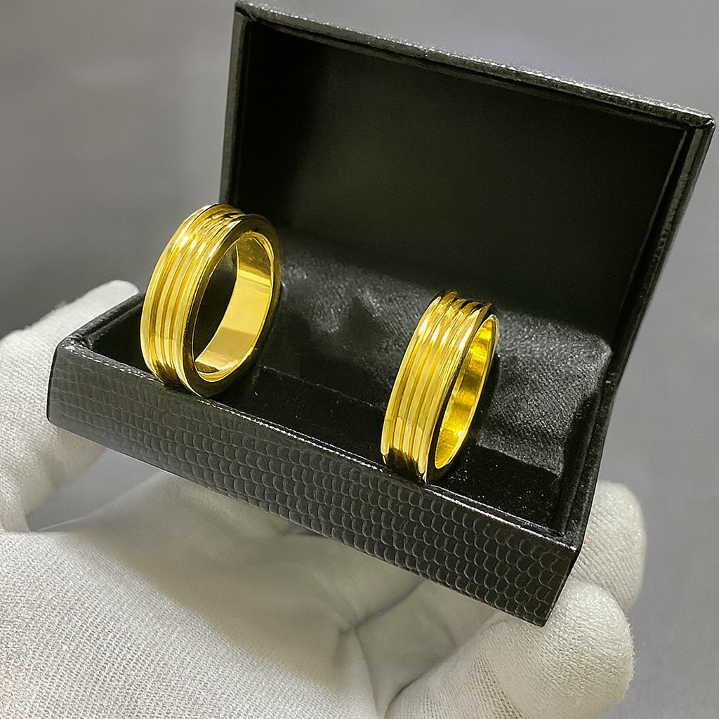 PAR DE ALIANÇAS MOD BULGARI 02 FRISOS 6MM