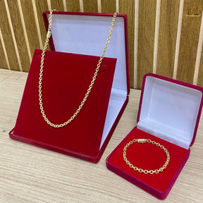 CORRENTE ELO CADEADO QUINA 6MM + PINGENTE BRINDE + PULSEIRA DE BRINDE