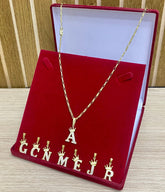 CORRENTE CARTIER RETO 2MM + PINGENTE LETRA COROA CRAV