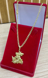 CORRENTE ELO PITBULL 4MM + PINGENTE SÃO JORGE