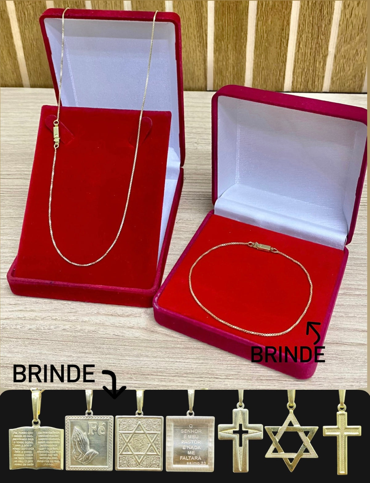 CORRENTE ELO VENEZIANA 2MM + PULSEIRA BRINDE + PINGENTE BRINDE