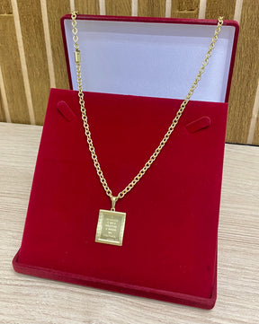 CORRENTE ELO CADEADO BOLEADO 4MM + PINGENTE BRINDE + PULSEIRA BRINDE