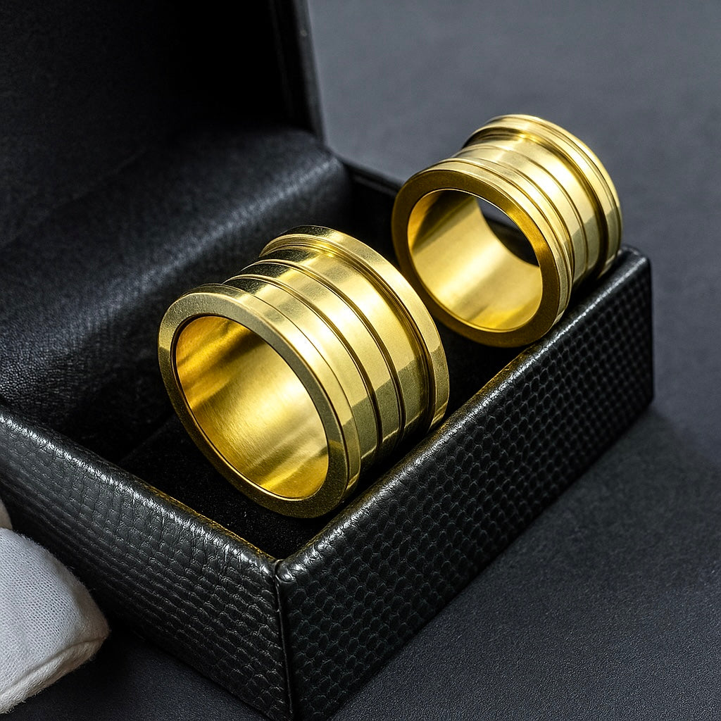 PAR DE ALIANÇAS MOD BULGARIA 3 FRISOS 14MM