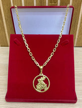 CORRENTE ELO CADEADO QUINA 8MM + PINGENTE BRINDE + PULSEIRA BRINDE