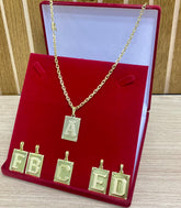 CORRENTE ELO CADEADO QUINA 5MM + PINGENTE LETRA