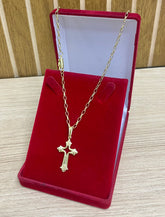 CORRENTE ELO CADEADO 2MM + PINGENTE CRUSCIFIXO VAZADO