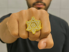 ANEL ESTRELA DE DAVI CRAV GRANDE (PEDRAS BRANCAS)