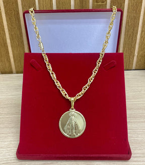 CORRENTE ELO TRANÇADO 8MM + PINGENTE BRINDE + PULSEIRA BRINDE