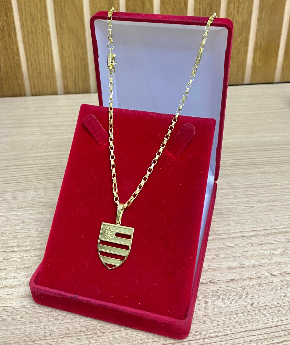 CORRENTE ELO TIJOLINHO 2MM + PING FLAMENGO VAZADO