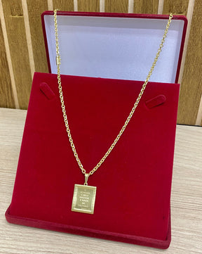 CORRENTE ELO CADEADO QUINA 4MM + PINGENTE BRINDE + PULSEIRA BRINDE