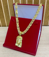 CORRENTE ELO MADRID 14MM + PINGENTE ROSTO DE JESUS CRAV