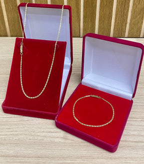 KIT CORRENTE ELO PIASTRINI 2MM + PULSEIRA BRINDE + PINGENTE BRINDE