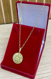 CORRENTE ELO CARTIER BOLEADO 2MM + PINGENTE ESTRELA DE DAVI REDONDA