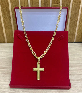 CORRENTE ELO TRANÇADO 8MM + PINGENTE BRINDE + PULSEIRA BRINDE