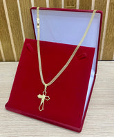 CORRENTE ELO PERSONALIZADO 6MM + PINGENTE CRUZ ROSTO DE JESUS VAZADA