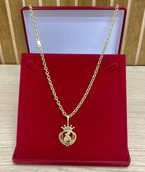 CORRENTE ELO CADEADO BOLEADO 4MM + PINGENTE BRINDE + PULSEIRA BRINDE