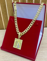 CORRENTE PITBULL 8MM + PINGENTE SANTA IGREJA CRAV