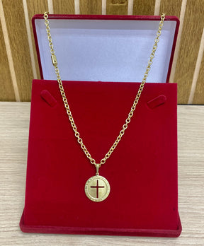 CORRENTE ELO CADEADO BOLEADO 4MM + PINGENTE BRINDE + PULSEIRA BRINDE