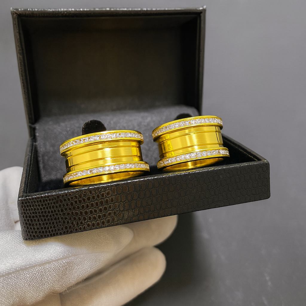 PAR DE ALIANÇAS MOD BULGARIA 10MM CRAVEJADA