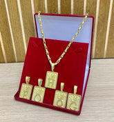 CORRENTE ELO TRANÇADO 7MM + PINGENTE LETRA COROA CRAV